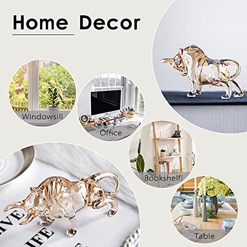H&amp;D HYALINE &amp; DORA Charm and Lucky FengShui Crystal Statues Wall Street Bull Figurine Sculpture Home Office Desk Decorative Ornament