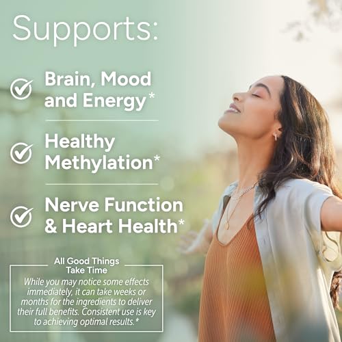 L-Methylfolate 15mg plus Methyl B12, D3, Taurine &amp; NAC | 5-MTHF (Bioactive B9) Premium-Grade | Methylated Vitamins to Support Mood, Nerve Health &amp; Methylation* | Methylfolate Supplement | 60 Capsules