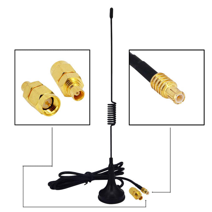 1090Mhz Antenna MCX Plug Connector 2.5dbi Gains Magnet Base ADS-B Aerial with RG174 1M+MCX Female to SMA Male Adapter 1090MHz ADS-B RTL SDR Software Defined Radio USB Stick Dongle Tuner Receiver