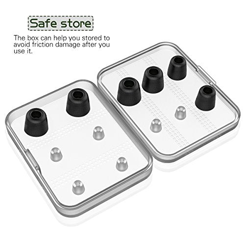 [6 Pairs] Earphone Tips New Bee 12pcs Replacement Earbud Tips Blocking Out Ambient Noise Memory Foam Earbuds Inner 4.9mm for in-Ear Headphones with 5mm-7mm Tips (Black, S/M/L)