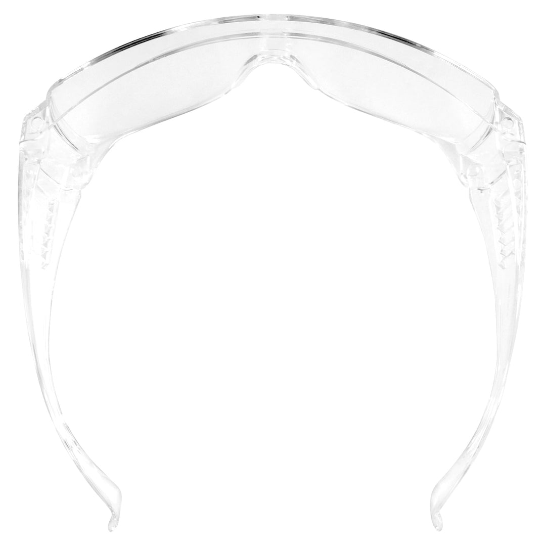 One Pair High Impact Safety Glasses, Goggles Fits Over The Glasses Clear Frame, Lens, Max UV Protection Side Shields, Anti-Glare Brow Guard