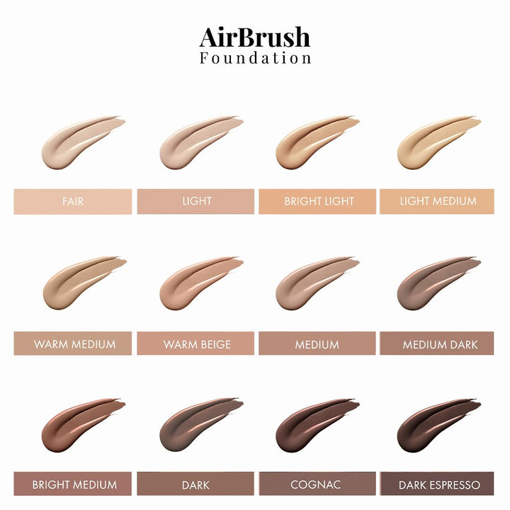 MagicMinerals AirBrush Foundation – 2pc Set with Airbrush Foundation and Kabuki Brush - Spray Makeup with Anti-aging Ingredients for Smooth Radiant Skin - Light