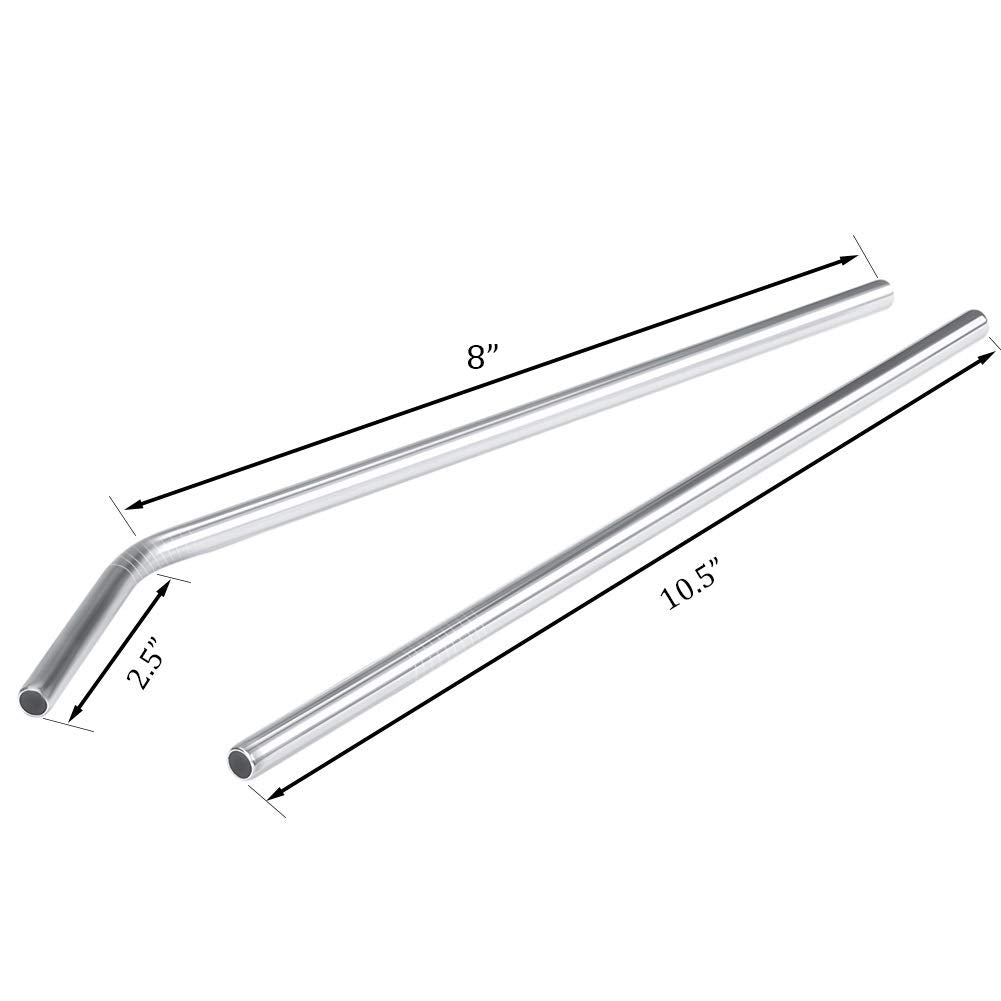 Kichwit Extra Long Stainless Steel Straws Set of 8, Reu