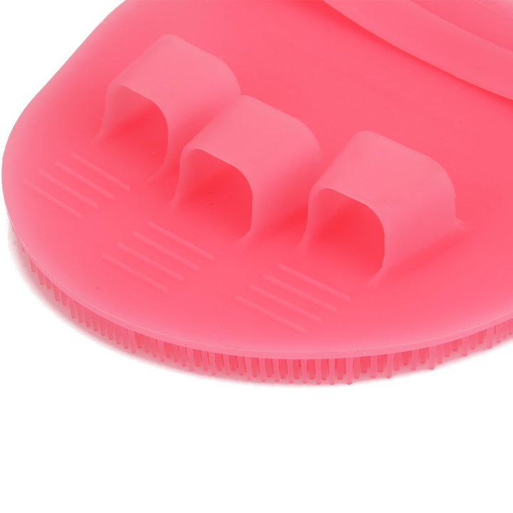 Food-grad Soft Silicone Body Scrubber Shower Cleansing Brush Gentle Exfoliating Bath Glove, SPA Massage Skin Care Tool (Pink)