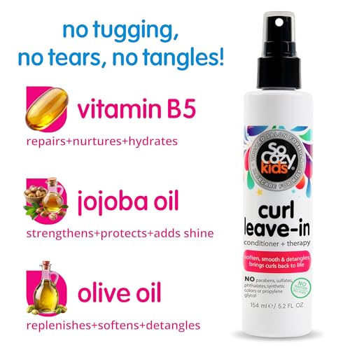 So Cozy Leave In Conditioner Spray (8 Fl Oz) Paraben-Free Detangler for Kids&#39; Curly Hair, Deep Conditioner &amp; Tangle-Free Curls, Gentle &amp; Nourishing with Keratin, Vitamin B5, Olive Oil &amp; Jojoba Oil
