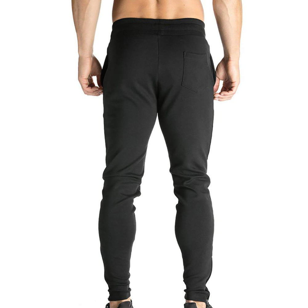Mens Zip Jogger Pants - Casual Gym Fitness Trousers Comfortable Tracksuit Slim Fit Bottoms Sweat Pants with Pockets (Medium, Black)