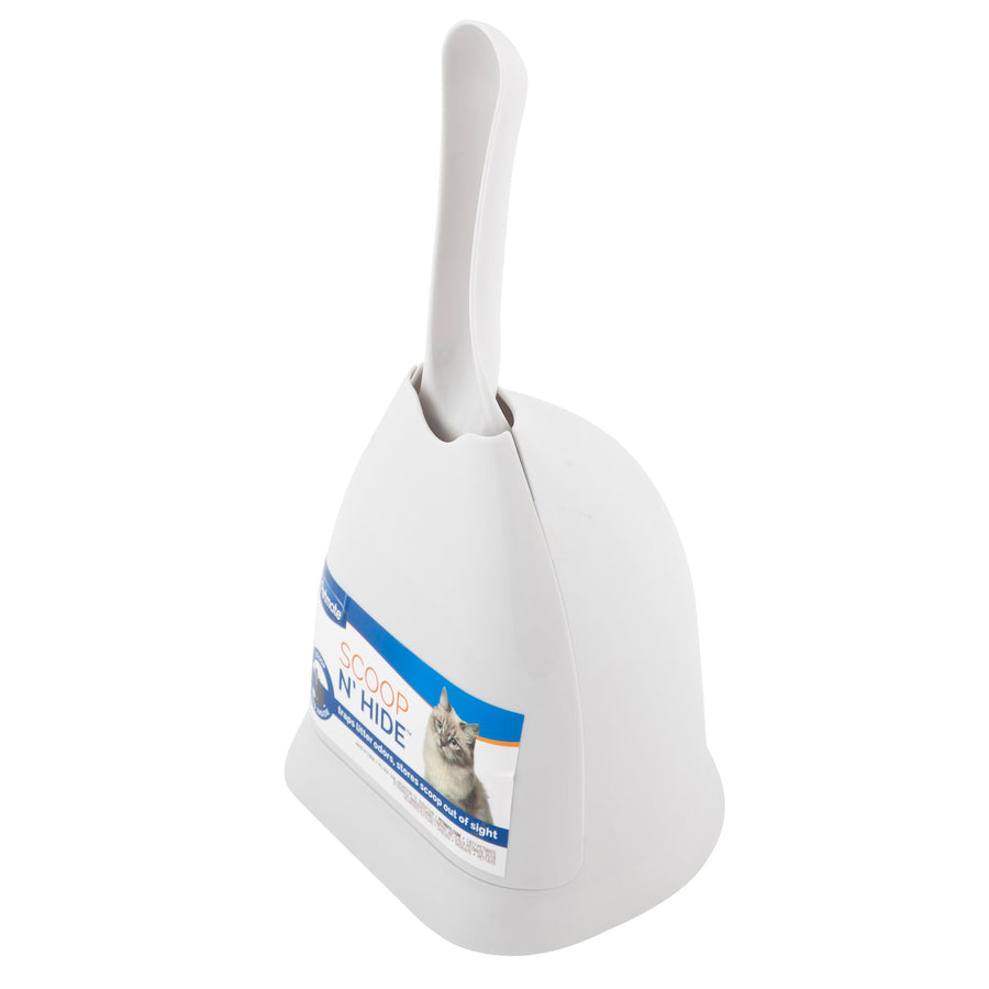 Scoop N' Hide Cat Litter Scoop with Discreet Litter Scoops Holder; White