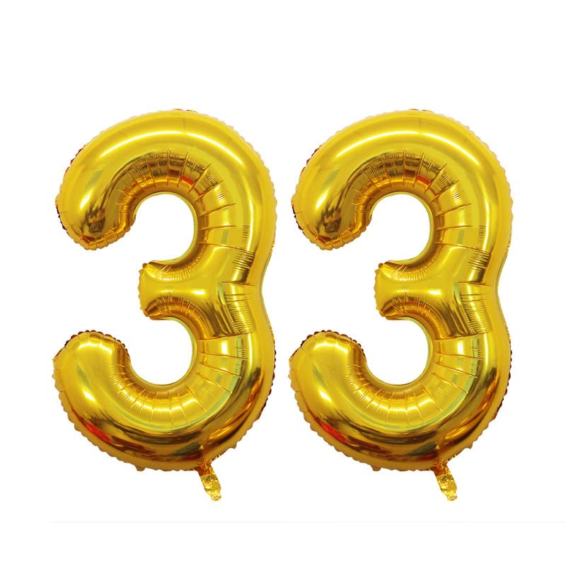2 Pcs 42 Inch Gold Foil Balloons Number 3 ,Number Balloons for Party