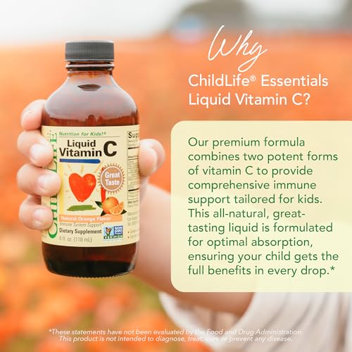 Liquid Vitamin C - Pure Vitamin C Liquid, Vitamin C for Kids, Liquid Supplement, Immune System Support, Great Taste - Natural Orange, 4 Fl Oz (Pack of 3)