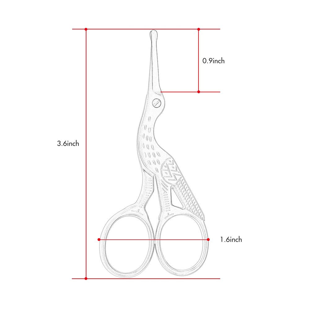 3.5 Rounded Tip Vintage Stork Scissors, Professional Stainless Steel with Black Titanium Coated, Cuticle Pedicure Beauty Grooming Scissors for Eyebrow, Facial Hair, Dry Skin, Nose Hair