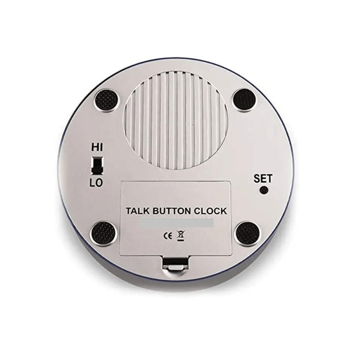 Talking Button Alarm Clock for The Blind, Jumbo Talking Button Clock for Low Vision, Visual Impairment, Gift Clock for Mother,Father,Seniors,Elderly,Blind People (Jumbo Silver&amp;Blue)