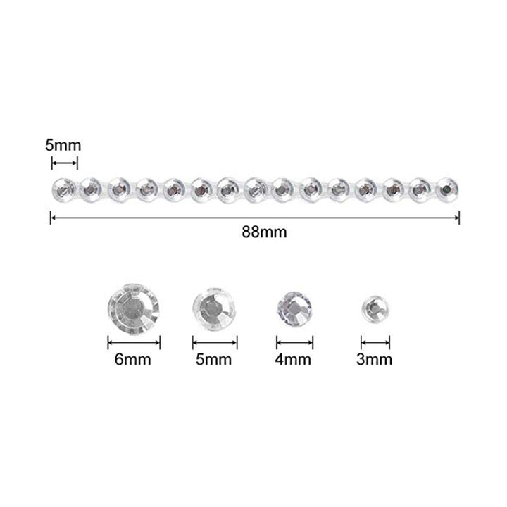 1725pcs Face Gems Rhinestones Stickers, Self Adhesive Face Jewels Stickers, 3/4/5/6 MM Stick on Rhinestones for Face, Hair, Craft, Nail, Clothes, Shoes