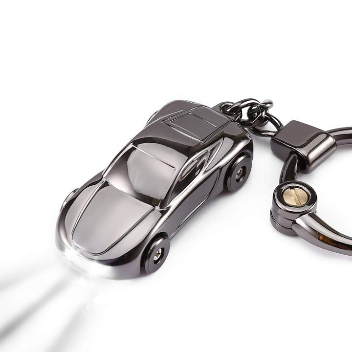 Creative Key Chain Car Keychain Flashlight with 2 Modes LED Lights 2 in 1 Accessories Ring for Office Backpack Purse Charm,Great Gift for Men or Women