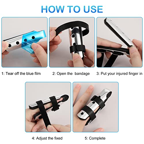 6 Pieces Finger Splint Metal Finger Support Finger Knuckle Immobilization with Soft Foam Inner Band and Protective Vent for Adults and Children, 2 Styles (Black)