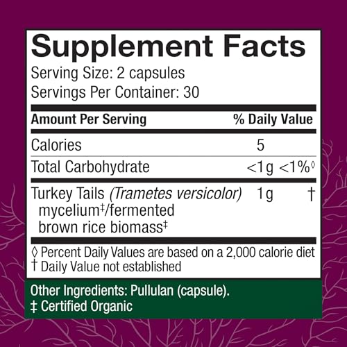 Turkey Tail Capsules - Digestive Health & Immune Response Support Supplement - Mushroom Supplement for Gastrointestinal & Gut Microbiome Support - 60 Capsules (30 Servings)*