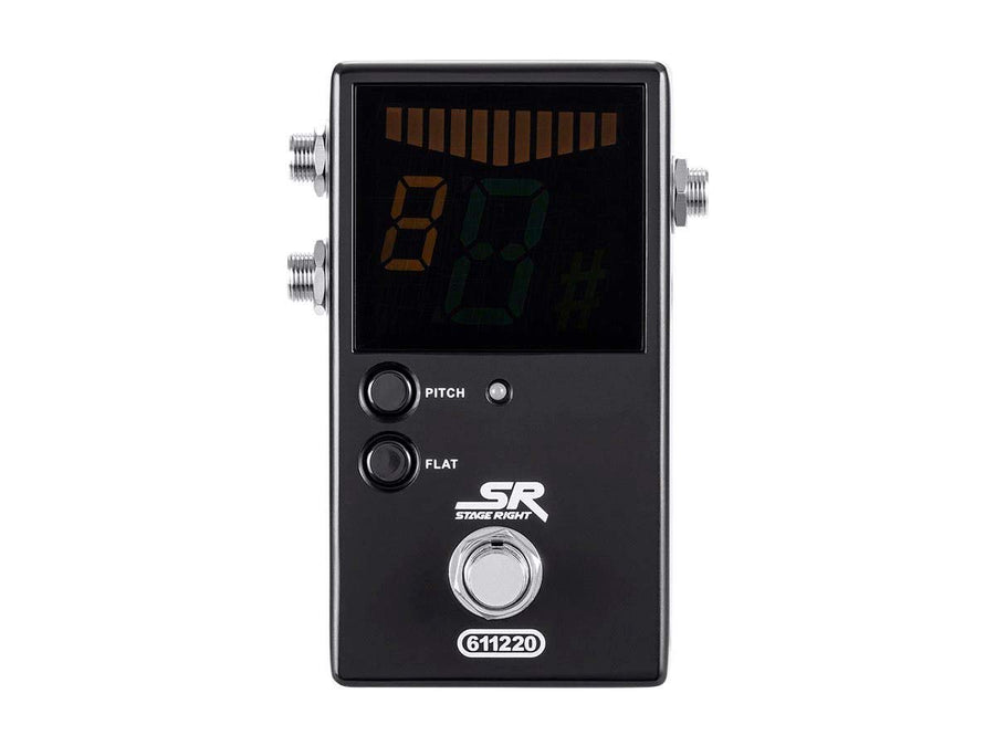 Chromatic Pedal Tuner - Black, Normal & True-Bypass Outputs, Easy to Tune Your Bass & Guitars - Stage Right Series