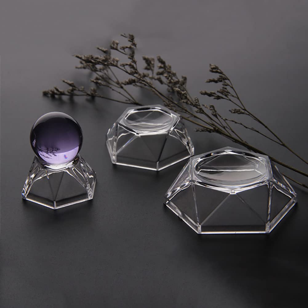 6 Pcs Acrylic Ball Display Stand Hexagon Spheres Holders Crystal Ball Base Holder for Baseball Tennis Ball Crystal Ball