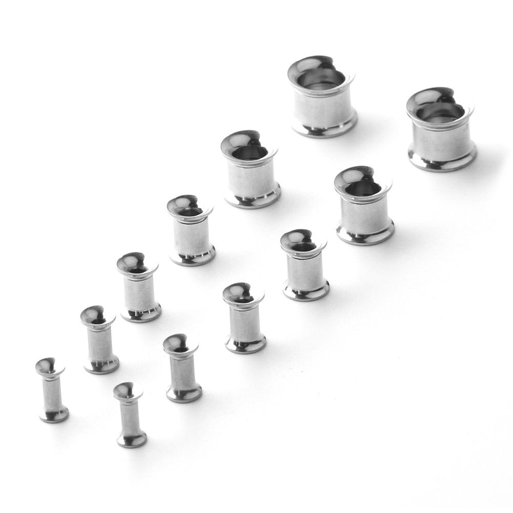 12pcs Surgical Steel Screw Tunnel Gauge Ear Expander Stretching Kit Plugs Piercing -6 Pairs 8g-00g (3mm-10mm) - Silver