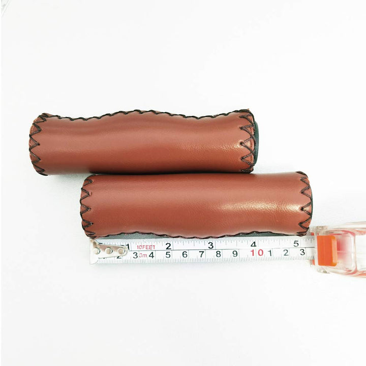 Brown Beach Cruiser Bike Bicycle Soft Synthetic Leather Handlebar Cover Grips Bar with End Cap and Needle