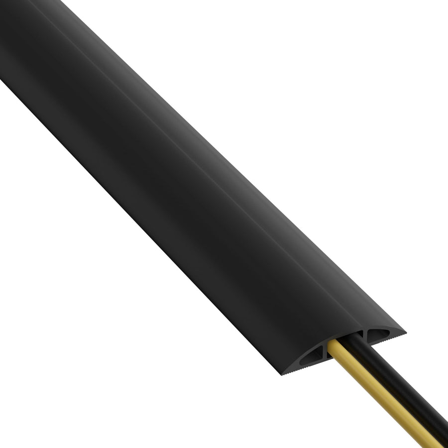 6ft Floor Cord Cover, Cable Protector, Hide Extension Cords, Protect Cords, Prevent Cable Trips, Heavy Duty Cord Hider - Cable Cavity = 0.63 (W) x 0.31 (H) - Black