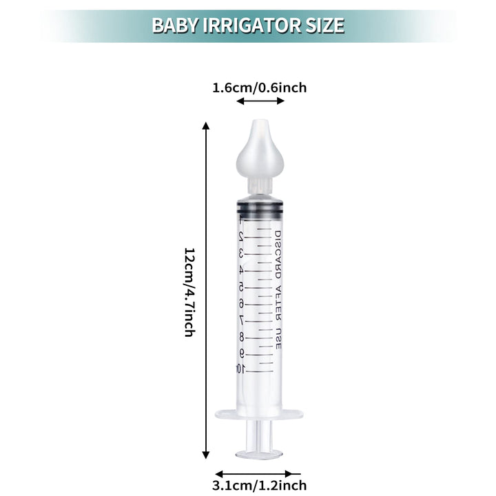 JUSONEY Baby Nose Syringe - Professional Fly Baby Irrigator with Clean and Reusable Silicone Nose Tips (2 Pieces)