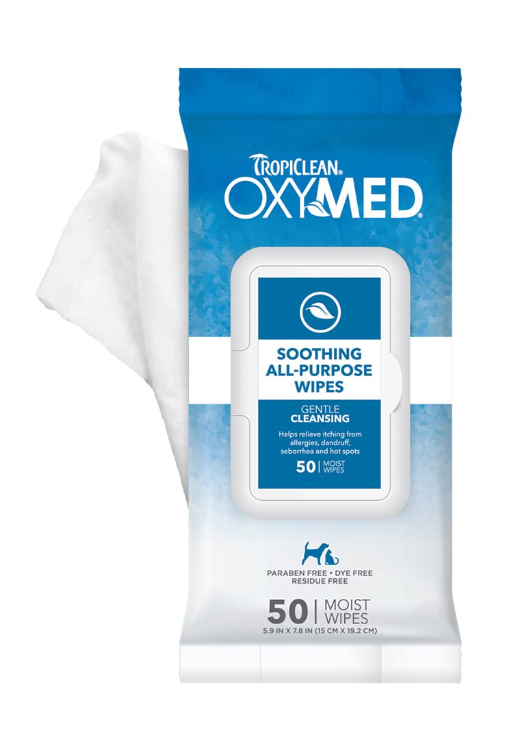 Oxymed Soothing Allover Cat &amp; Dog Wipes For Paws And Butt | Anti Itch Relief For Dogs &amp; Cats 50 Count