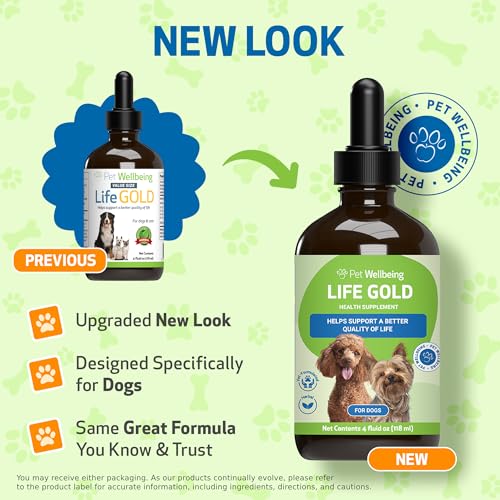 Life Gold for Dogs - Immune Support, Antioxidants, Normal Detoxification, Cellular Health, Astragalus - Veterinarian-Formulated Herbal Supplement 4 oz (118 ml)
