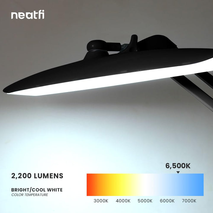 XL 2,200 Lumens LED Desk Lamp with Clamp, 24W Bright Architect Task Lamp, 20 Inches Dimmable Computer Light, Adjustable Desk Light for Home, Office, Crafts, Nails &amp; Hobbies (Non-CCT, Black)
