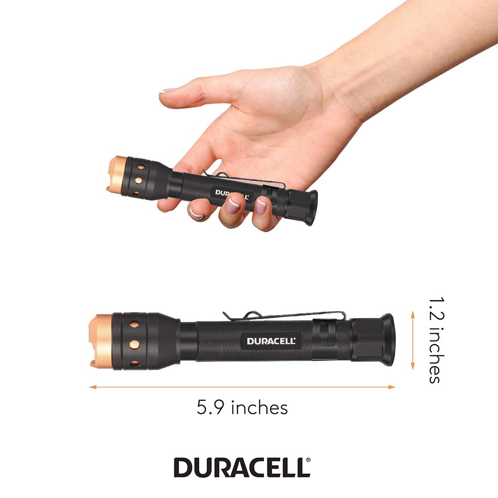 Duracell 550 Lumen Aluminum Focusing Flashlight for Everyday Use - Ultra-Light and Easy to Carry Design with 3 Modes and 3-AAA Batteries Included. Great for in-Door &amp; Out-Door Use