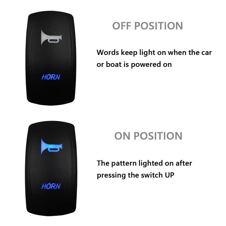 Blue Led Horn Button Momentary Rocker Switch 5Pin Mom (ON)-Off Mom Toggle Switch for Automotive Truck RV UTV RZR Can-Am SXS 12V 24V