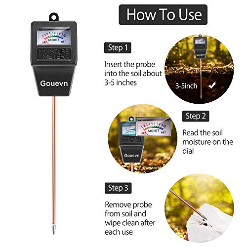 Soil Moisture Meter, Plant Moisture Meter Indoor &amp; Outdoor, Hygrometer Moisture Sensor Soil Tester Plant Water Meter for Potted Plants Garden, No Battery Needed (Black)