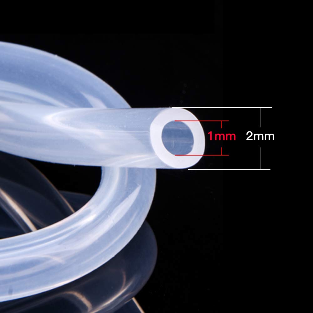 Silicone Tubing 3/64(1mm) ID x 5/64(2mm) OD 33ft(10m) Silicone Rubber Tube Air Hose Pipe for Pump Transfer Clear
