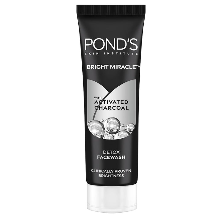 POND's Bright Miracle Detox Facewash | 10X Power Of Activated Charcoal| For Deep Cleaned Skin | Reveals Glow, Pollution Clear Face Wash, 50Gm