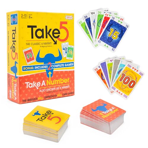 Games Take 5 & Take a Number – Two Complete Games in One – Take 5 is The Classic 6 Nimmt! & Take a Number is Also Known as X Nimmt! – Classic Card Games for Kids & Adults Ages 8 & Older