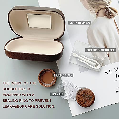 Caruncoo CARUNCOO Wood Grain Contact Lens Case Compact 