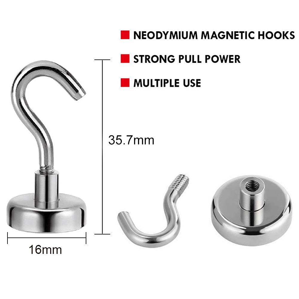 28LB Magnetic Hooks, N52 Strong Neodymium Magnets Hooks for Hanging, Earth Magnetic Hooks Heavy Duty for Refrigerator, Extra Cruise Hooks for Kitchen, Classroom, Workplace, Grill - 28PCS