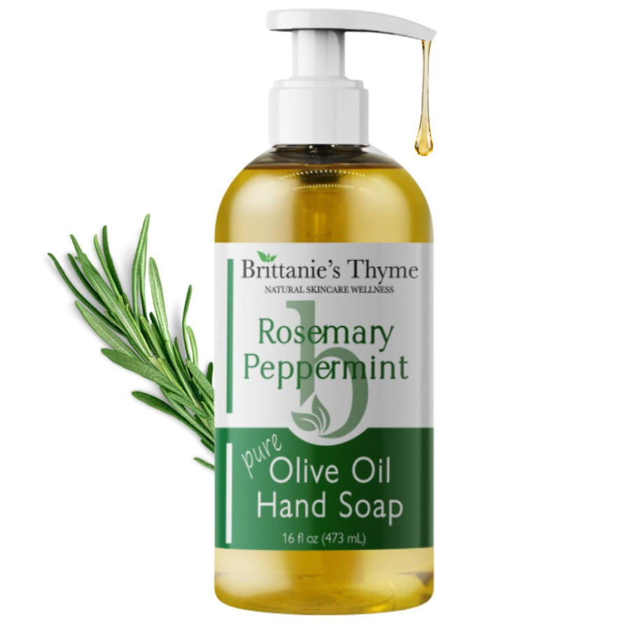 Brittanie27s Thyme Rosemary & Peppermint: Organic Hand Soap, 16 Oz - Made Olive Oil And Natural Luxurious Essential Oils. Vegan & Gluten Free (Rosemary & Peppermint)