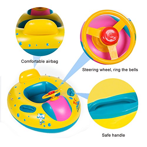 Baby Swimming Float, Baby Pool Float with Canopy, Inflatable Infant Pool Swimming Boat with Sunshade, Babies Swimming Float, Baby Pool Toy