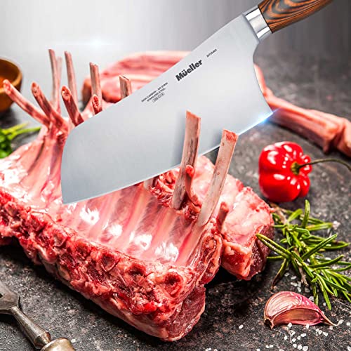 Mueller 7-inch Cleaver Knife, Vegetable Meat Chinese Chef’s Knife, German Stainless Steel with Ergonomic Pakkawood Handle, for Home Kitchen and Restaurant, Valentines Day Gifts for Him