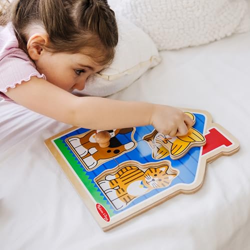 Melissa &amp; Doug Pets Jumbo Peg Wooden Puzzle; Animal Puzzles, Peg Puzzles for Toddlers Ages 1+