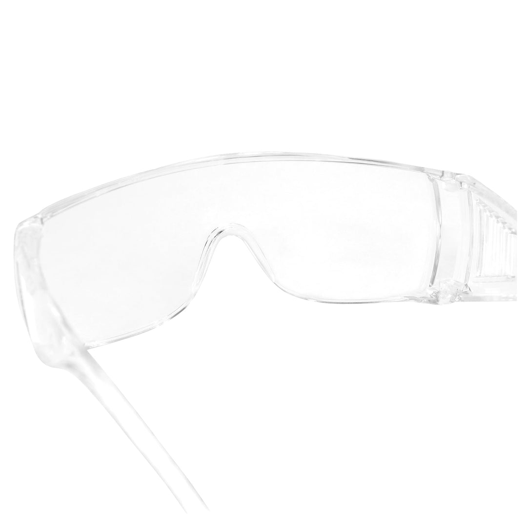 One Pair High Impact Safety Glasses, Goggles Fits Over The Glasses Clear Frame, Lens, Max UV Protection Side Shields, Anti-Glare Brow Guard