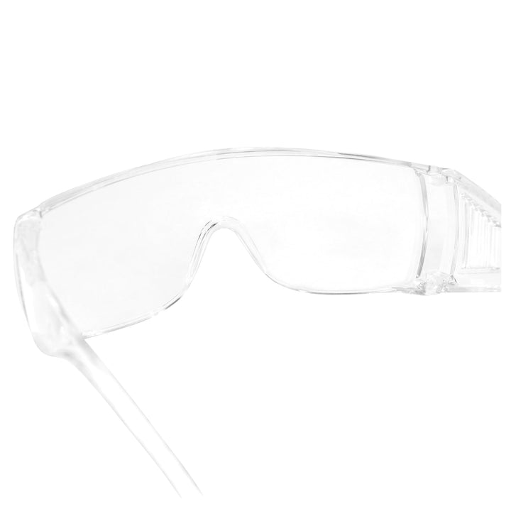One Pair High Impact Safety Glasses, Goggles Fits Over The Glasses Clear Frame, Lens, Max UV Protection Side Shields, Anti-Glare Brow Guard