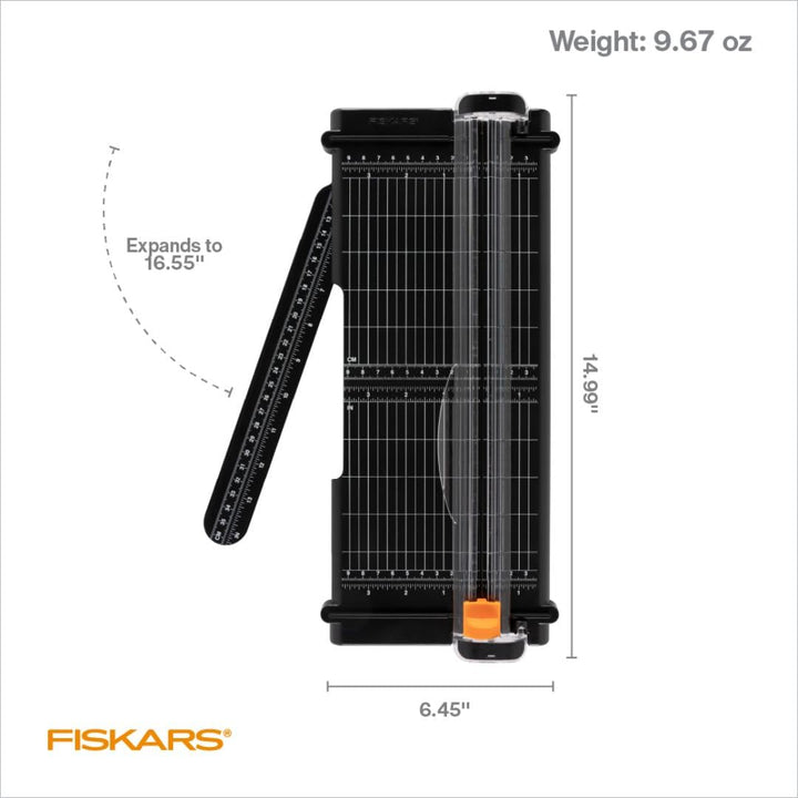Recycled SureCut™ Portable Paper Trimmer - 12” Cut Length - Craft and Office Paper Cutter with Grid Lines - Black