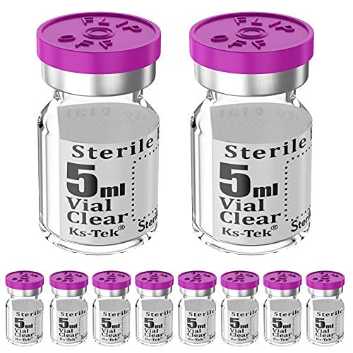 Sterile Empty Vials with Self Healing Injection Port,with Flip Off Aluminum Cap,Sterile Package (5ml,10)