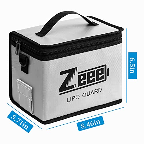 Fireproof Explosionproof Large Capacity Battery Storage Guard Pouch for Lipo Charge & Storage (8.46 x 6.5 x 5.71 in)