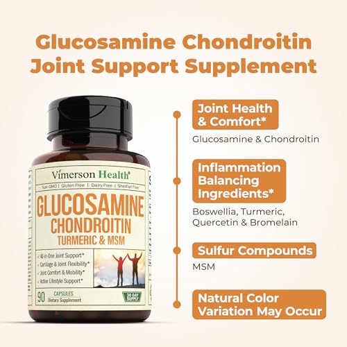 Glucosamine Chondroitin MSM and Turmeric Supplement - Joint Support Supplement for Women &amp; Men with Boswellia &amp; Glucosamine Sulfate 1500 mg. Used for Cartilage &amp; Joint Health &amp; Flexibility 90 Capsules