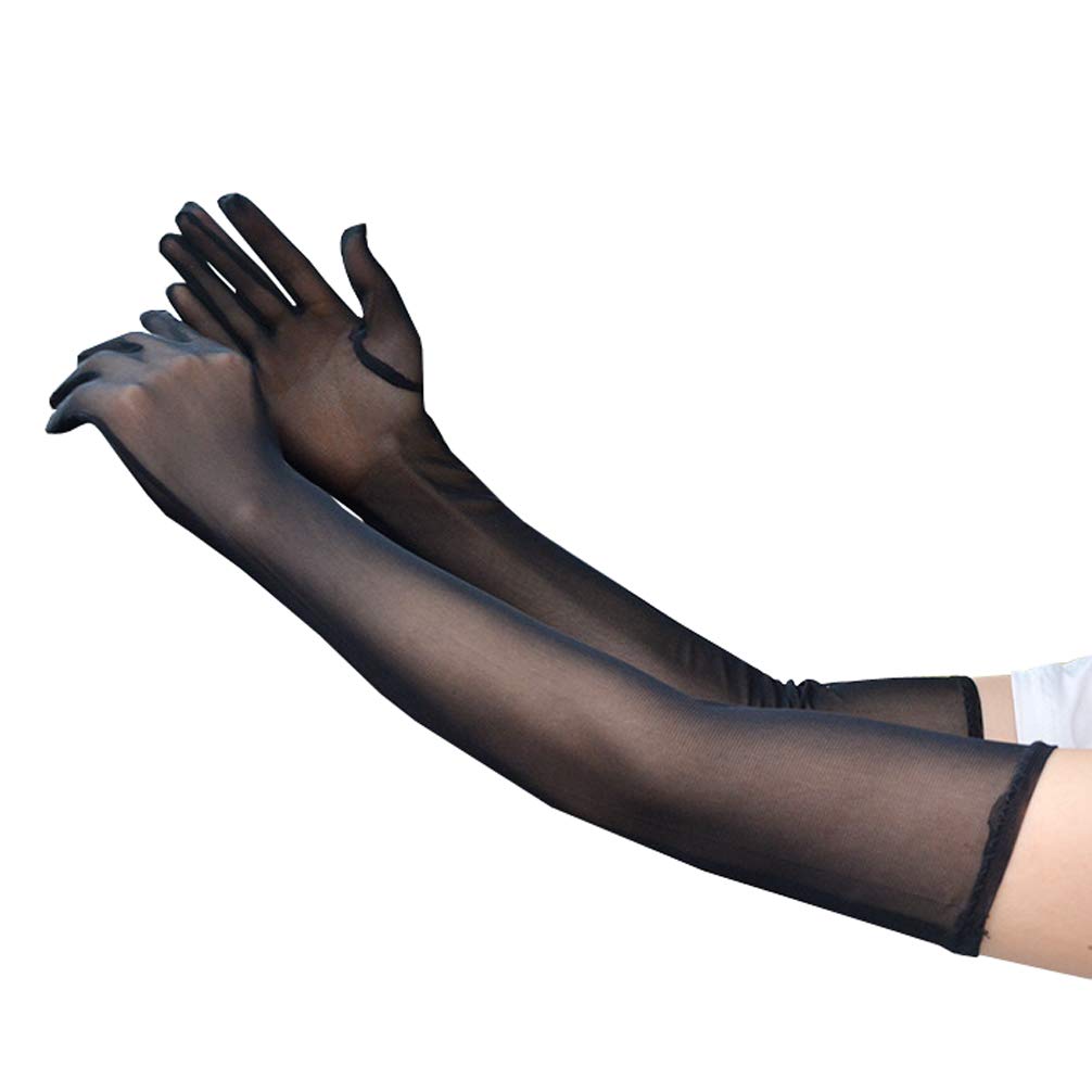 Luwint Long Tulle Mesh Gloves, Women Elbow Length Sexy 