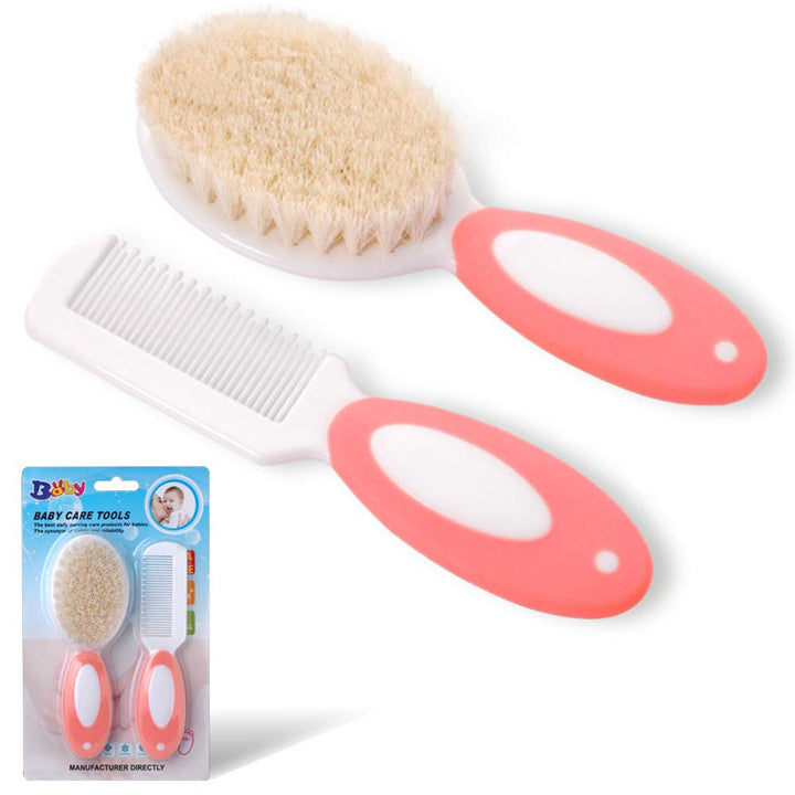 Baby Hair Brush for Newborns & Toddlers | Natural Soft Goat Bristles | Ideal for Cradle Cap | Perfect Baby Registry Gift (Light Pink)