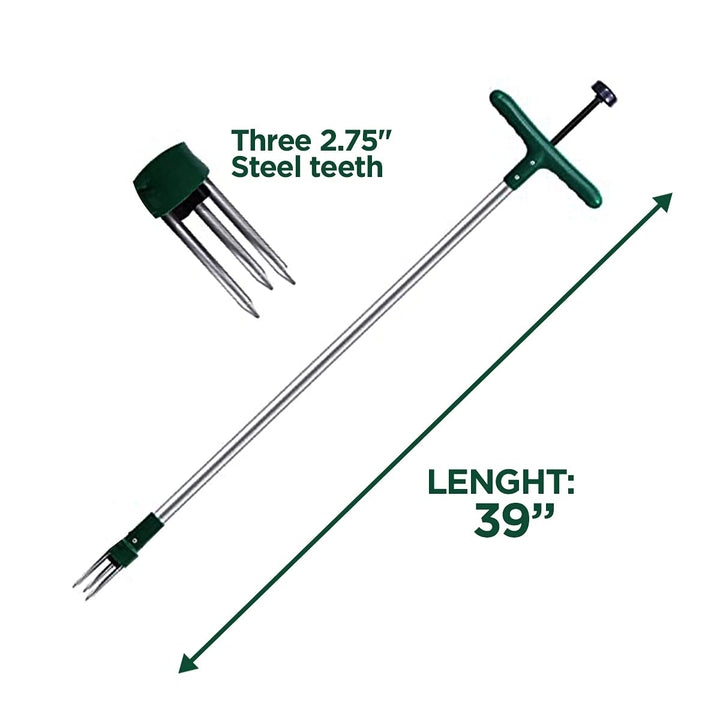 Stand Up Weeder with Long Handle, Weed Puller Standing, Plant Root Removal Tool with 3 Claws, Manual Weeder Hand Tool for Garden, Gardening Tool with High Strength Claws Picker, Grabber