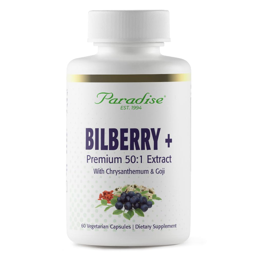 Bilberry with Goji & Chrysanthemum Supplements, Super Potent, Ultra Pure, Non-GMO, Gluten Free, Vegan, 60 Vegetarian Capsules